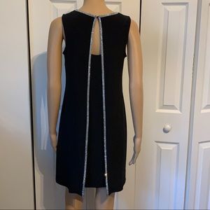 Sequins trim black swing dress